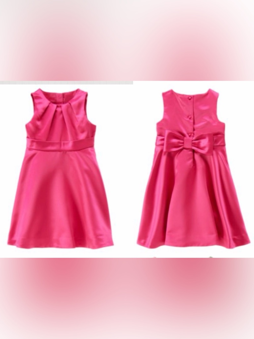 Janie and Jack Girls' Satin Winter Brights Pink Bow-Back Party Dress size 6
